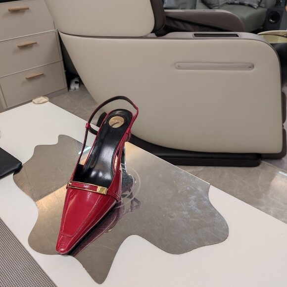 YSL Red Suede Pointed-Toe Pumps - Picture 8 of 9